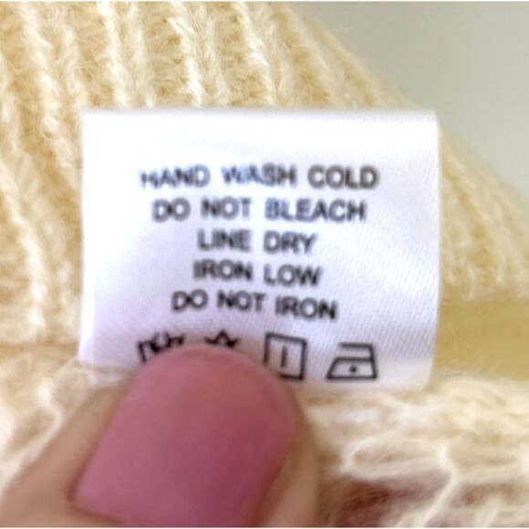 Elle Grey Womens Angora Crochet V Neck Cardigan Cream Boho Cottagecore NWT - Picture 9 of 15